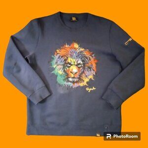 Bourgeois Avenue Paris Rhinestone Lion Print Crewneck Sweatshirt Men's Size XL